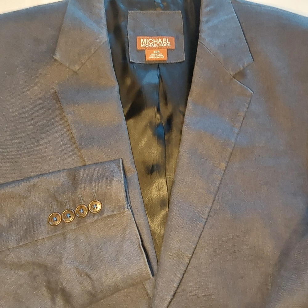 Michael Kors Men's‎ Navy Blue Linen 40R Blazer Jacket